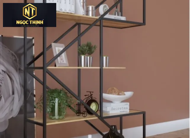 KỆ TRANG TRÍ KHUNG SẮT GỖ CAO SU